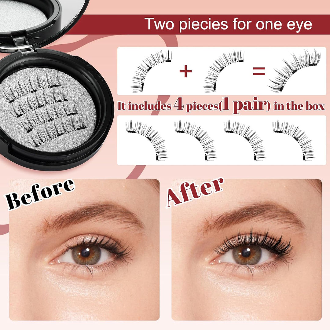Higu clace Magnetische Wimpern,Magnet Wimpern Ohne Eyeliner,Magnetische Wimpern mit Applikator,Wimpe
