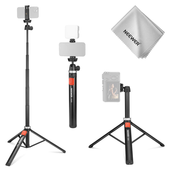 NEEWER Handy Stativ für Kamera mit HandyHalter & Fernbedienung, 62,9" Full Metall Selfie Stick Reise