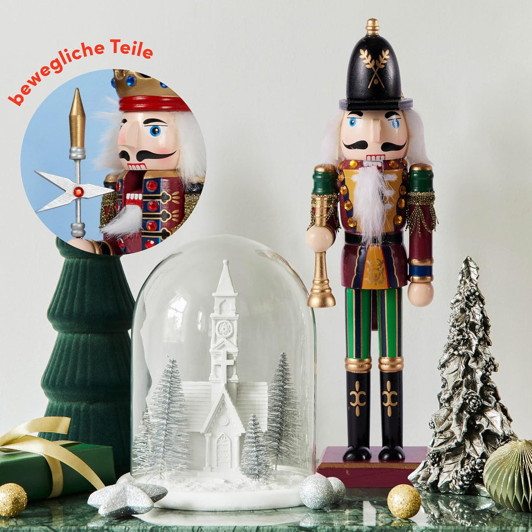 THE TWIDDLERS 2 Grosse Holz Weihnachten Nussknacker Figuren, 30cm - Klassische Weihnachtsdekoration