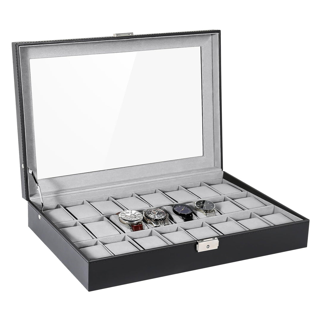 Mbuynow Uhrenbox 24 Uhren Uhrenkoffer Herren Uhrenbox Damen Uhrenkasten Herren Uhrenvitrine abschlie