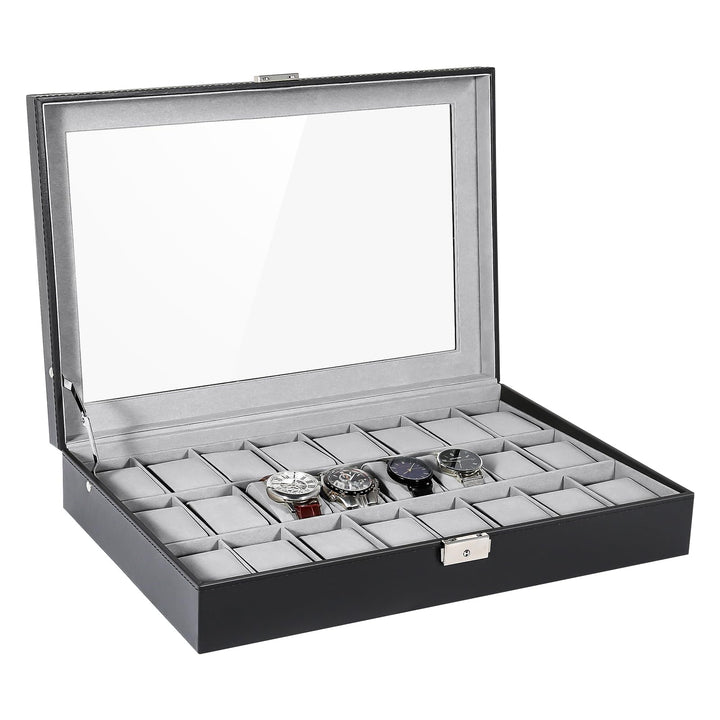 Mbuynow Uhrenbox 24 Uhren Uhrenkoffer Herren Uhrenbox Damen Uhrenkasten Herren Uhrenvitrine abschlie
