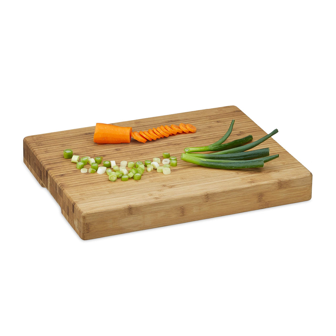 Relaxdays Hackbrett gestreift, Schneidbrett Bambus, pflegeleicht, HBT ca. 5,5 x 45 x 35 cm, massiver