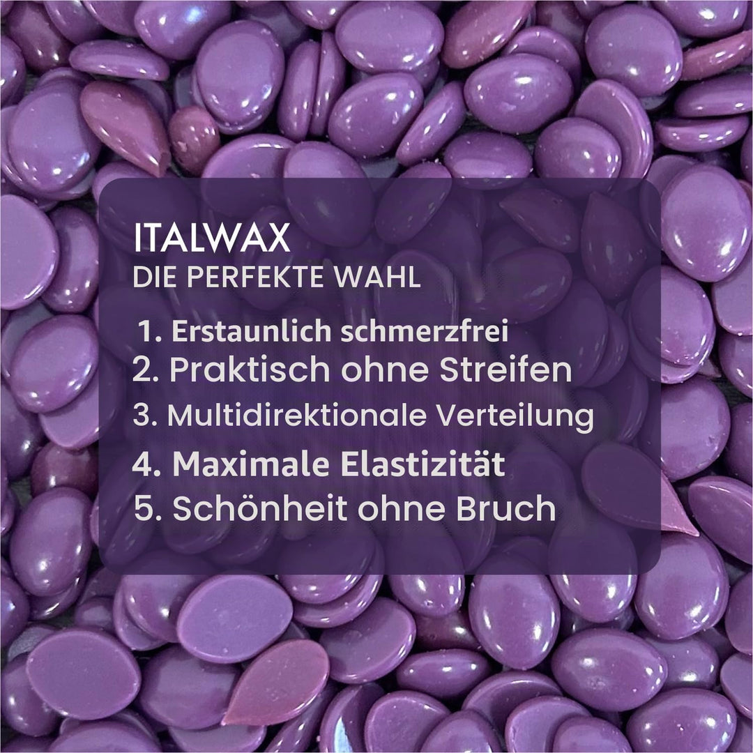 Italwax Plum – 1Kg - Waxing Perlen für Haarentfernung - Natürliche Formulierung für alle Hauttypen -