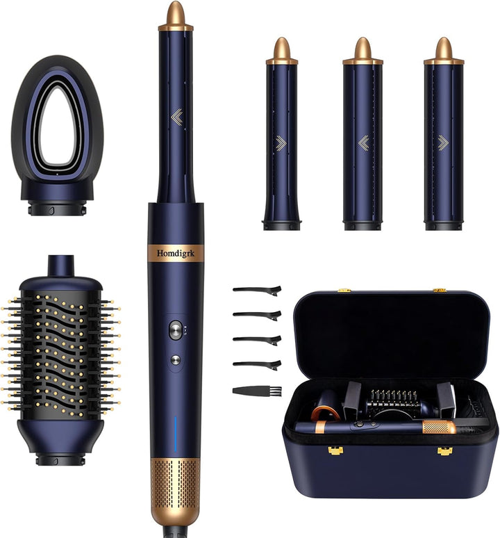 Homdigrk Air Styler Haarstyler 6-in-1,1300W Warmluftbürste Set Mit 110000 U/Min Haartrockner,Curly A