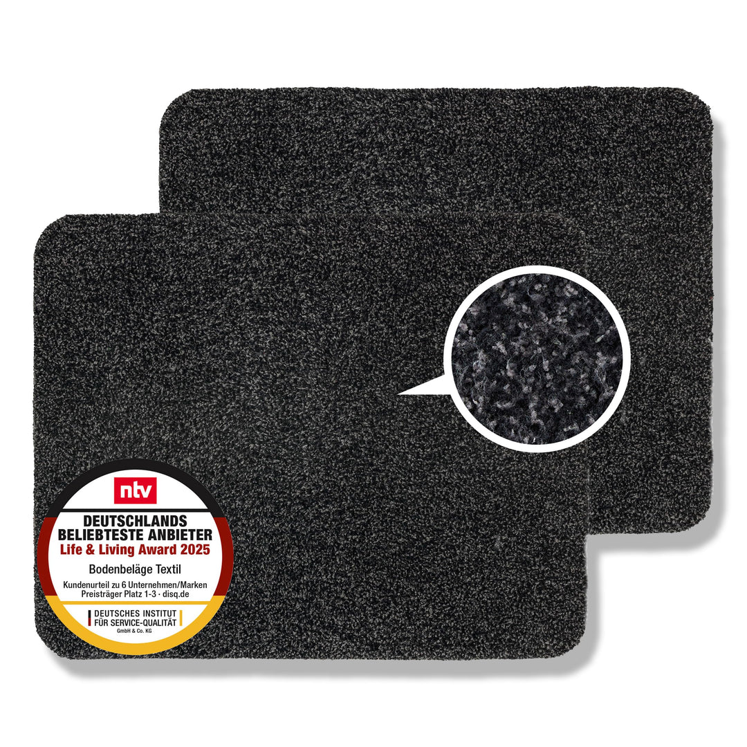 Astra Fussmatte innen waschbar 2er Set 60x75 cm - Schmutzfangmatte Sauberlaufmatte - Fussabstreifer