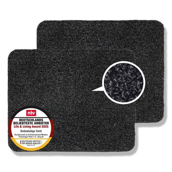 Astra Fussmatte innen waschbar 2er Set 60x75 cm - Schmutzfangmatte Sauberlaufmatte - Fussabstreifer