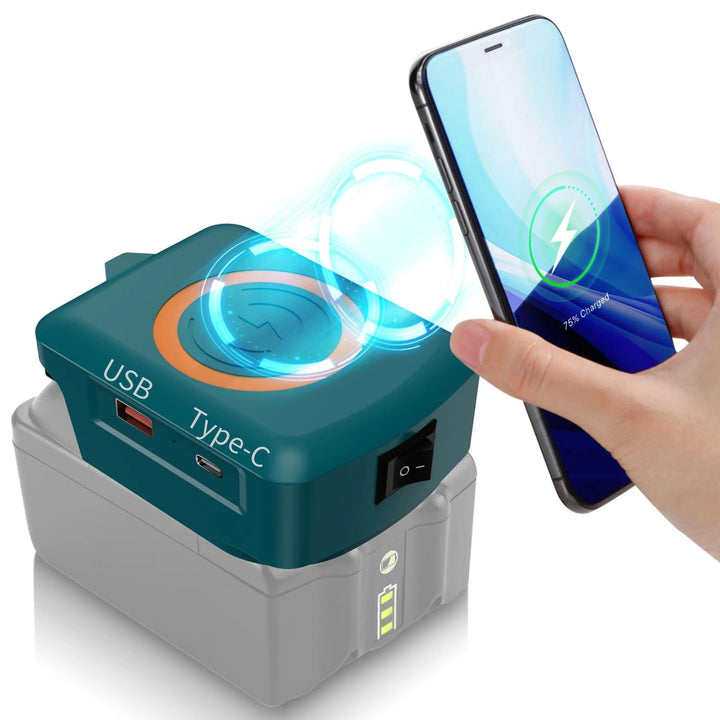 Wireless für Bosch 18V GBA Akku USB Ladegerät Adapter,Kabelloses Handy Ladegerät,Typ-C Telefon Schne