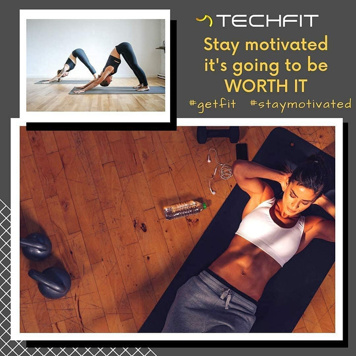 TechFit Yogamatte Rutschfest für das Fitnessstudio zu Hause - Pilates Matte für das Heimtraining, Yo