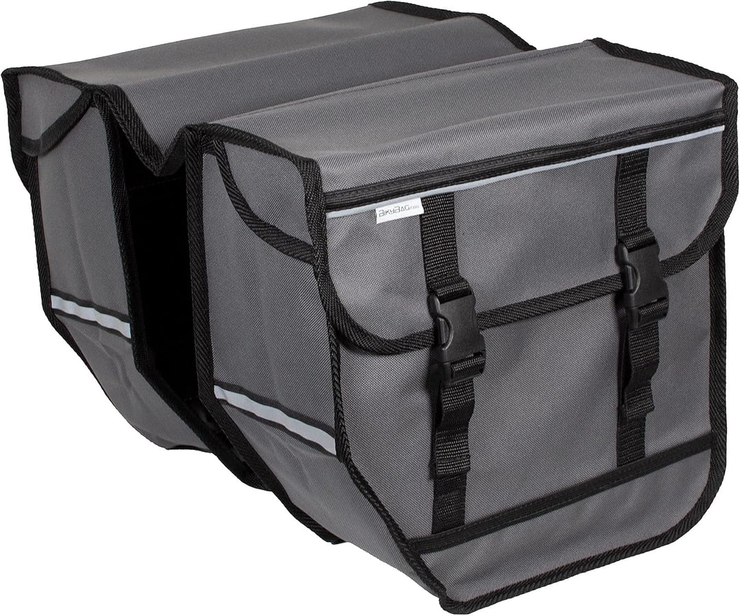 BikyBag Model M – Doppelte Fahrradtaschen für Gepäckträger (Grau), Grau