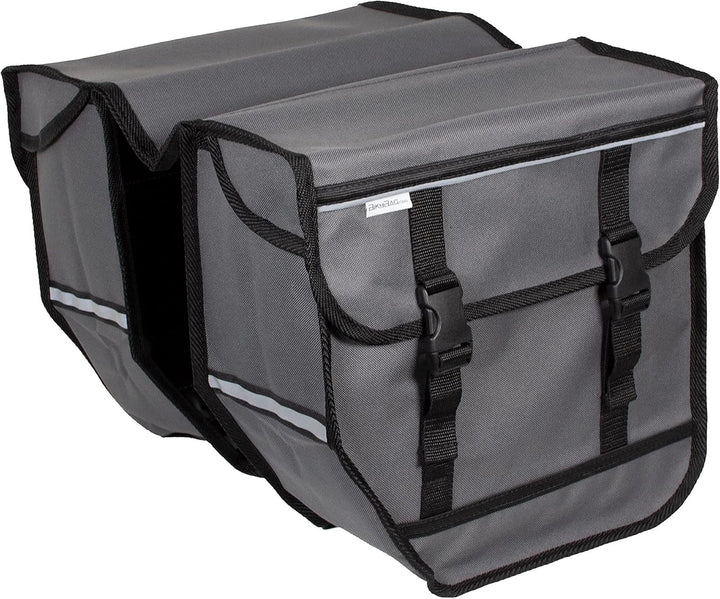 BikyBag Model M – Doppelte Fahrradtaschen für Gepäckträger (Grau), Grau
