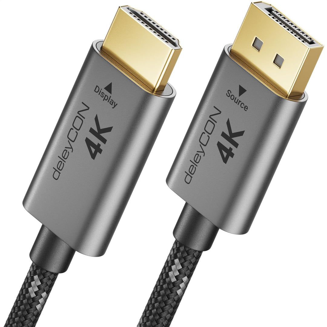 deleyCON 1,5m 4K DisplayPort auf HDMI Kabel (für Monitor, TV, Beamer) - 4K@60Hz - Unidirektional Dis
