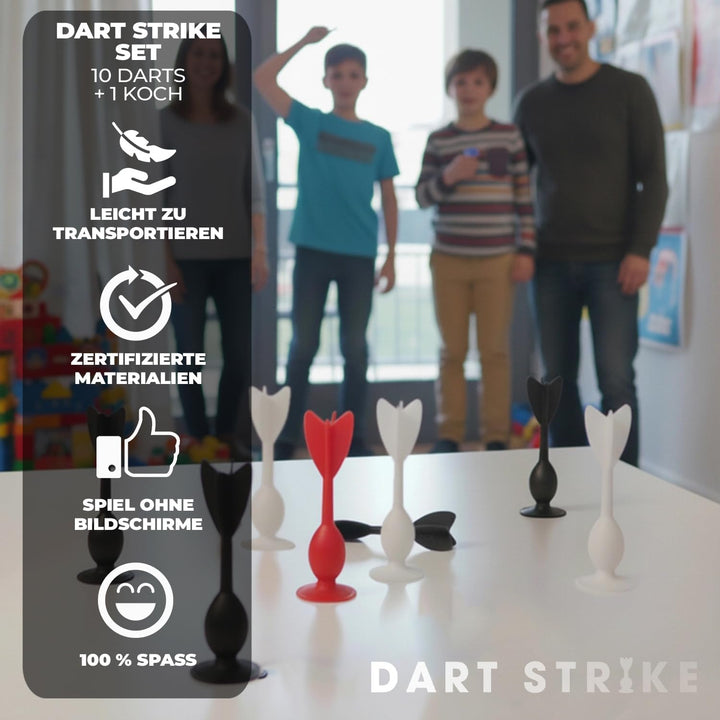 Dart Strike® | Mix Spiel Dart mit Saugnäpfen & Petanque | 11 Silicone Multi Surface Darts + Bag | Ki