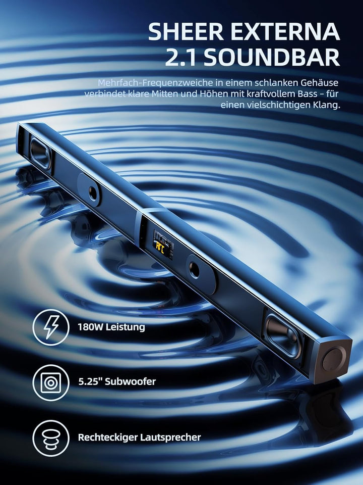 MEREDO Soundbar für TV Geräte mit Subwoofer PC-Gaming 2.1 Kanal Abnehmbare 2 in 1 Computer Lautsprec