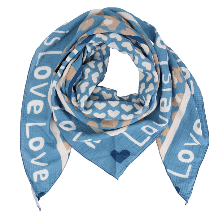 Damen Musselin Halstuch Made in Italy mit Leo Love Paisley Happy– Leichtes Dreieckstuch für Frühling