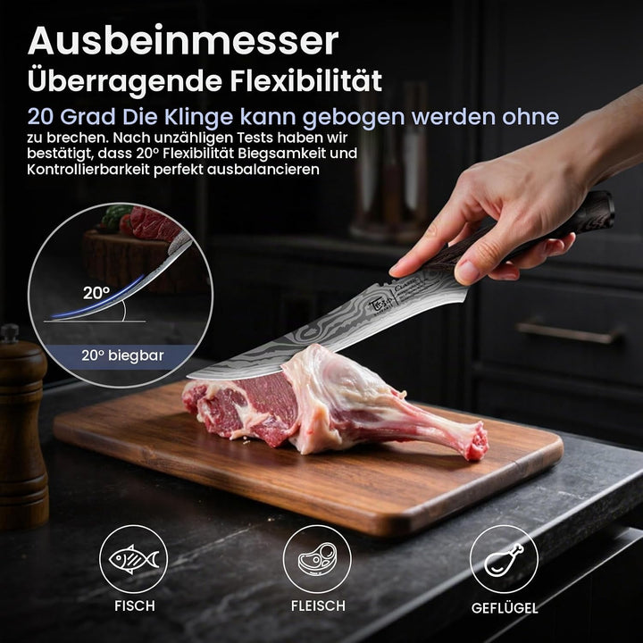 Fleischermesser Set 2-teilig, Küchenmesser zum Schneiden von Fleisch, Hackmesser, Ausbeinmesser &amp; Ze
