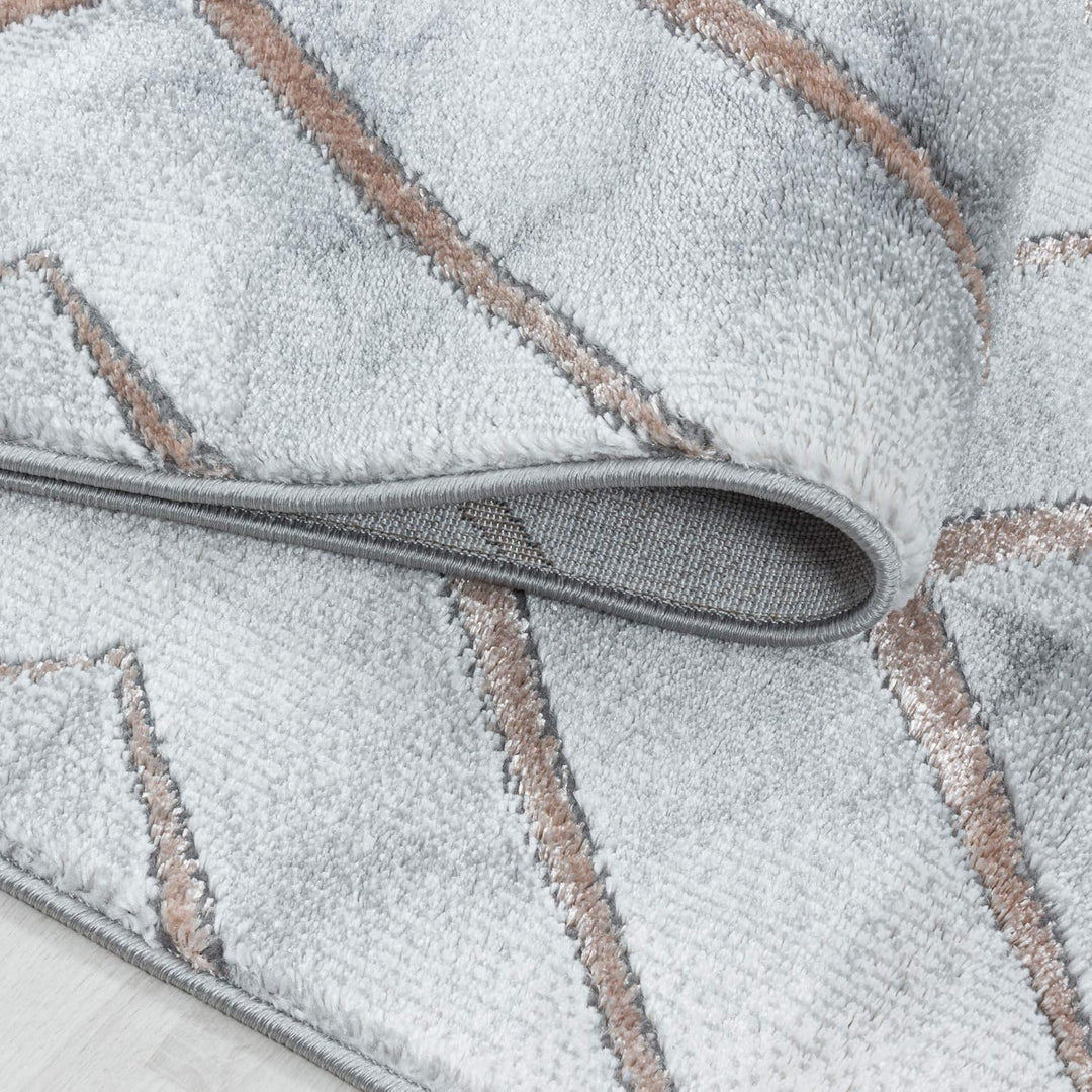 Carpetsale24 Modern Designer Teppich, Kurzflor Rauten - Marmor Optik, Rechteckig, Grau und Bronzefar