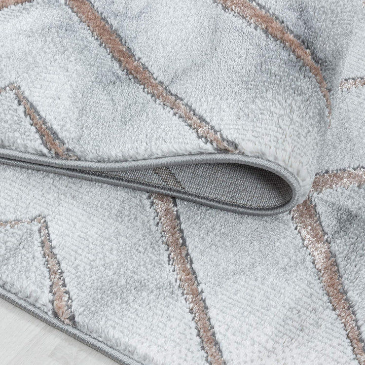 Carpetsale24 Modern Designer Teppich, Kurzflor Rauten - Marmor Optik, Rechteckig, Grau und Bronzefar