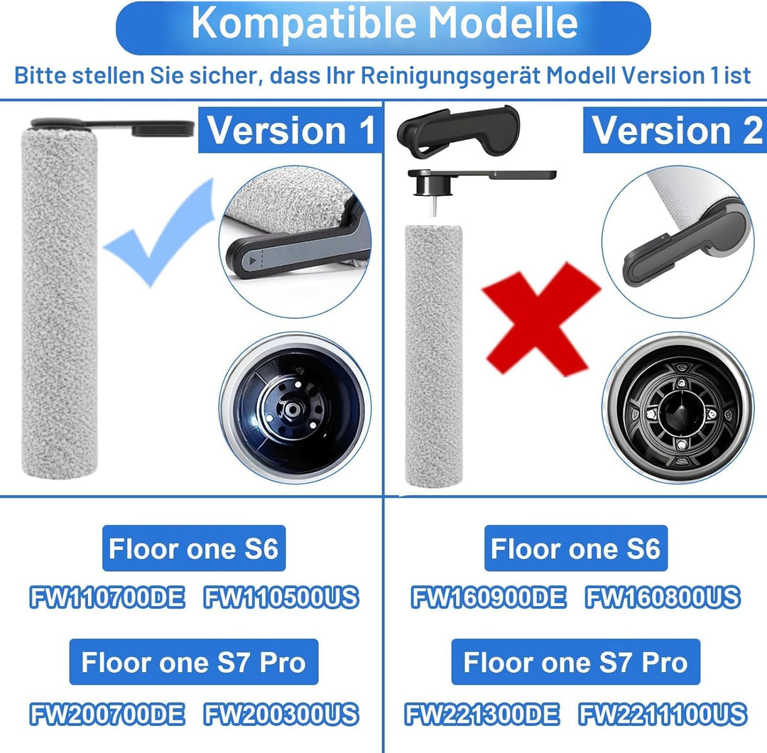 Fixbetter Ersatzbürstenrolle und HEPA-Filter passend für Tineco FLOOR ONE S7 PRO/FLOOR ONE S6 Akku-N