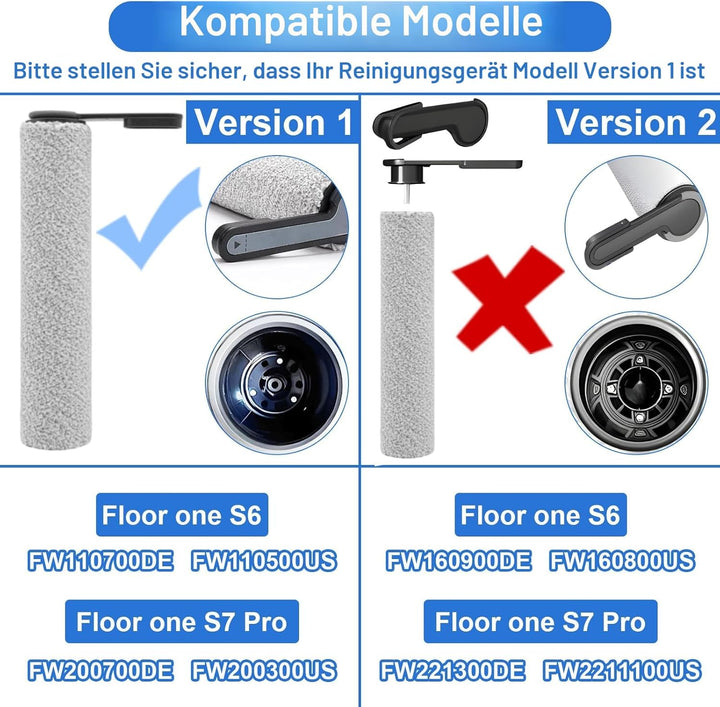 Fixbetter Ersatzbürstenrolle und HEPA-Filter passend für Tineco FLOOR ONE S7 PRO/FLOOR ONE S6 Akku-N