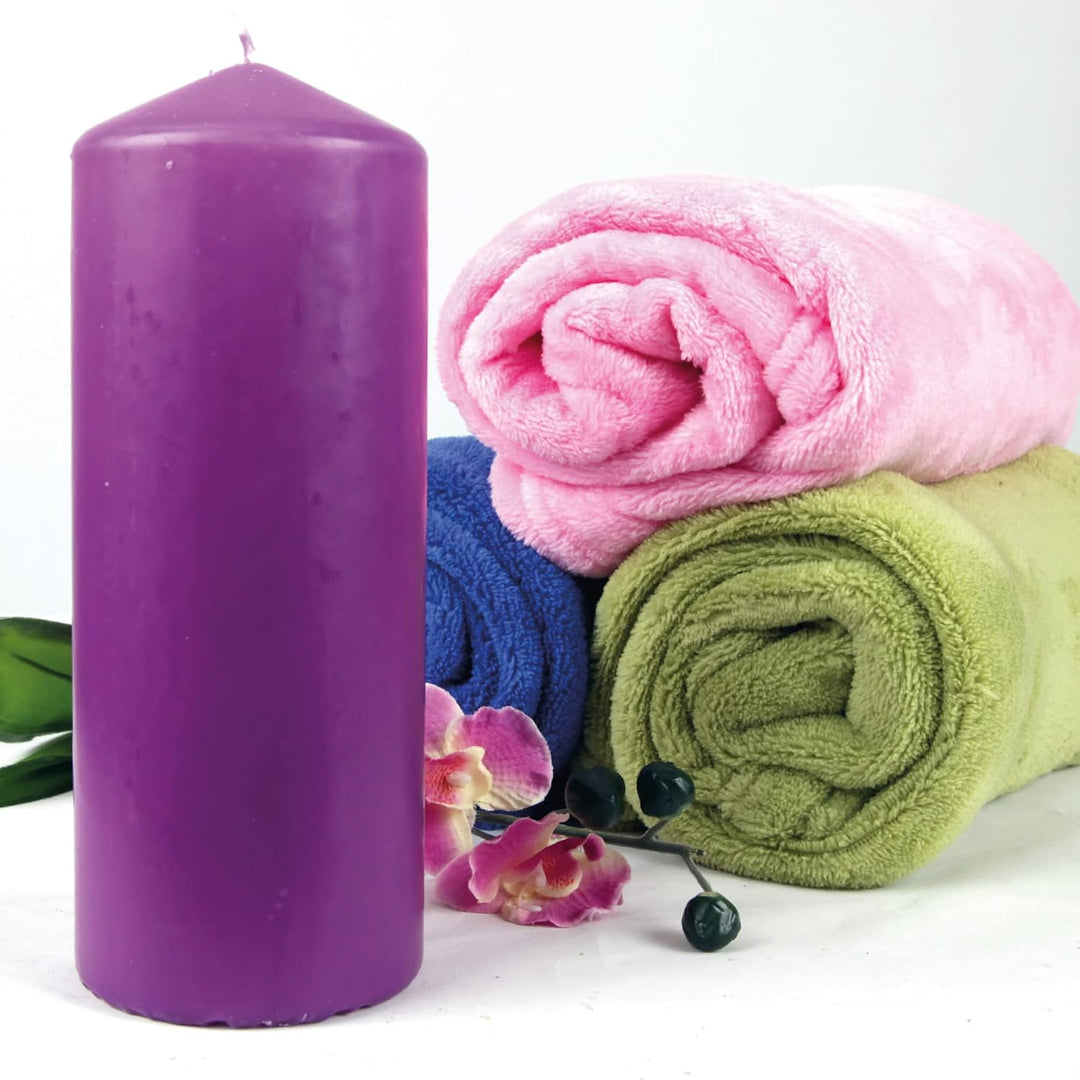 HS Candle Stumpenkerzen Wachskerzen Ø8cm x 20cm (3er Pack) Lila - Lange Brenndauer, Hergestellt in E
