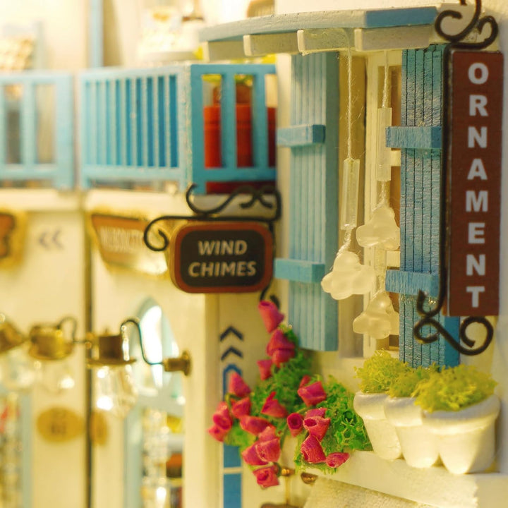 Cuteefun DIY Book Nook Kit, mit LED und Werkzeug -Meeresbrise | Miniatur Puppenhaus Kit, Buchstützen