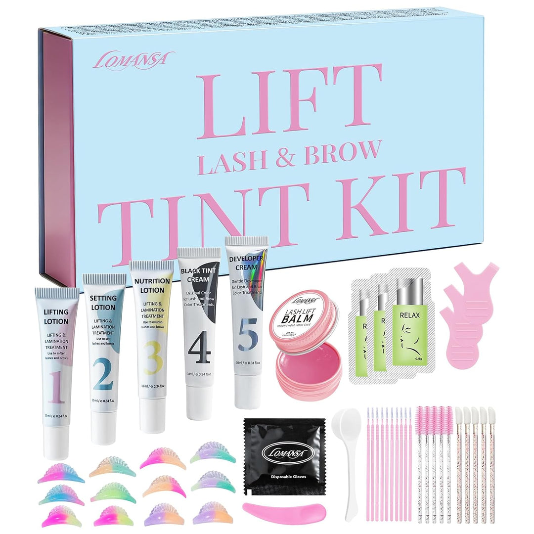 Wimpernlifting Set mit Farbe Schwarz, Wimpern Lifting Set& Brow Lifting Set, 2-in-1 Wimpernlifting S