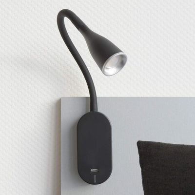 kalb Material für Möbel LED Bettleuchte 'Tulipano II' 4.5W Leseleuchte USB Bettlampe Aufladestation,