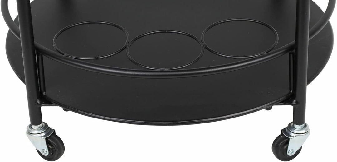 Dekoleidenschaft Servierwagen aus Metall, schwarz, Ø 46 x 69 cm, Getränkewagen, Barwagen