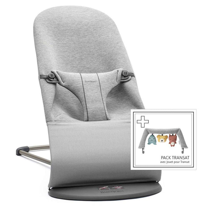 BABYBJÖRN Babywippe Bliss,3D Jersey, Hellgrau, inklusive Spielzeug für Babywippe, Weiche Freunde Bli