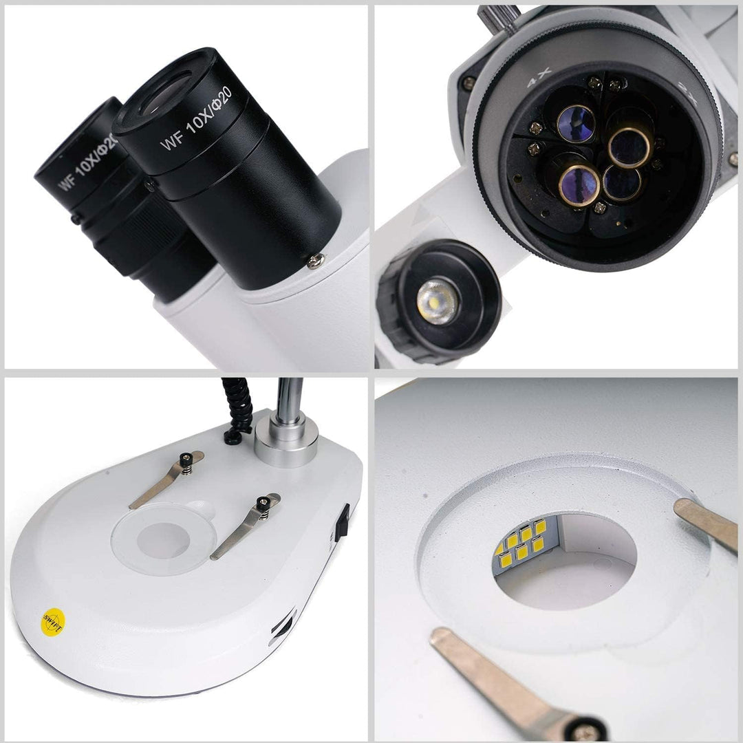 SWIFT S306S-20-2L Binokulares Stereo-Mikroskop 20X/40X/80X Vergrösserung Vorne montiert 360° drehbar
