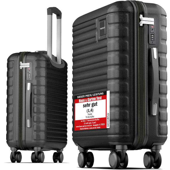 Travely Premium Handgepäck Koffer 55x40x20cm - passend für Ryanair, Lufthansa, Eurowings und co. I 3