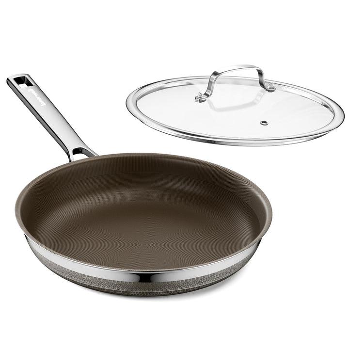 Innerwell Titan Keramik Bratpfanne 24 cm, Induktion Pfanne mit Deckel, Edelstahl Pfanne mit Antihaft