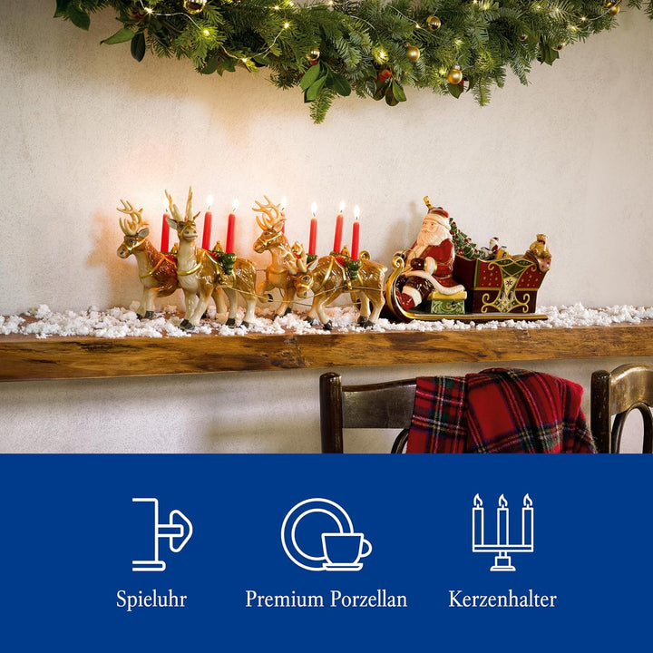 Villeroy & Boch – Christmas Toys Memory Spieluhr "Santas Schlittenfahrt", Weihnachtsfigur mit Kerzen