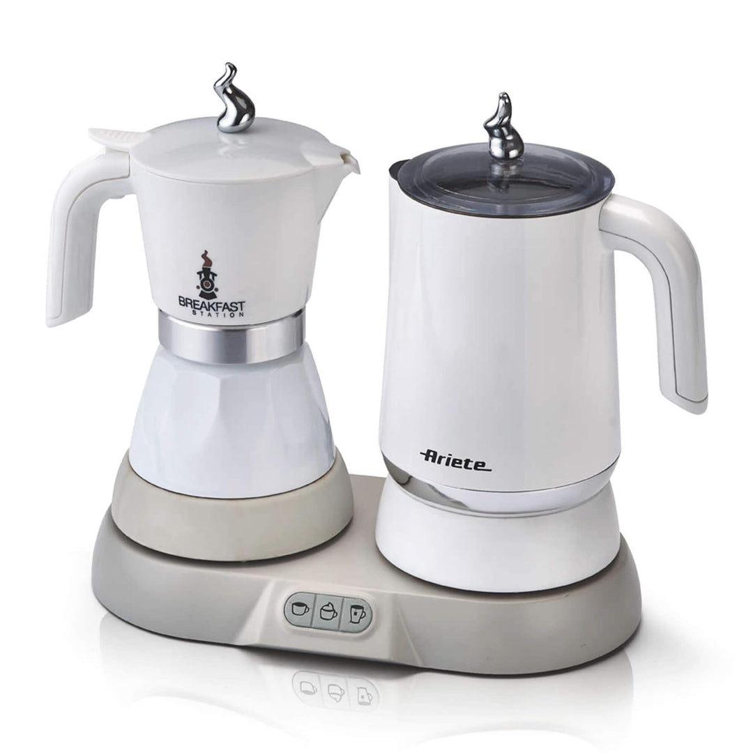 Ariete 1344 Frühstücksstation, 3 Produkte in 1: Moka-Milchaufschäumer-Heiss und Kalt, 500W, 4/2 Tass