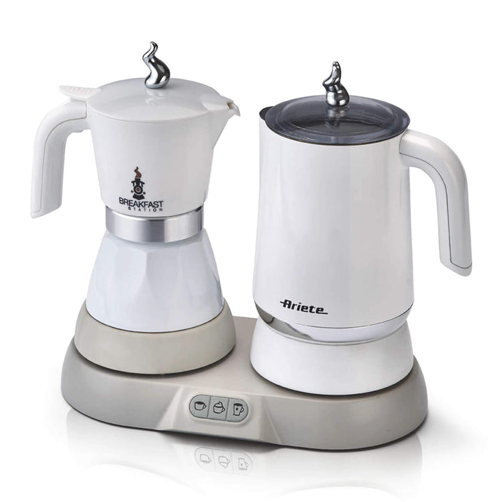 Ariete 1344 Frühstücksstation, 3 Produkte in 1: Moka-Milchaufschäumer-Heiss und Kalt, 500W, 4/2 Tass