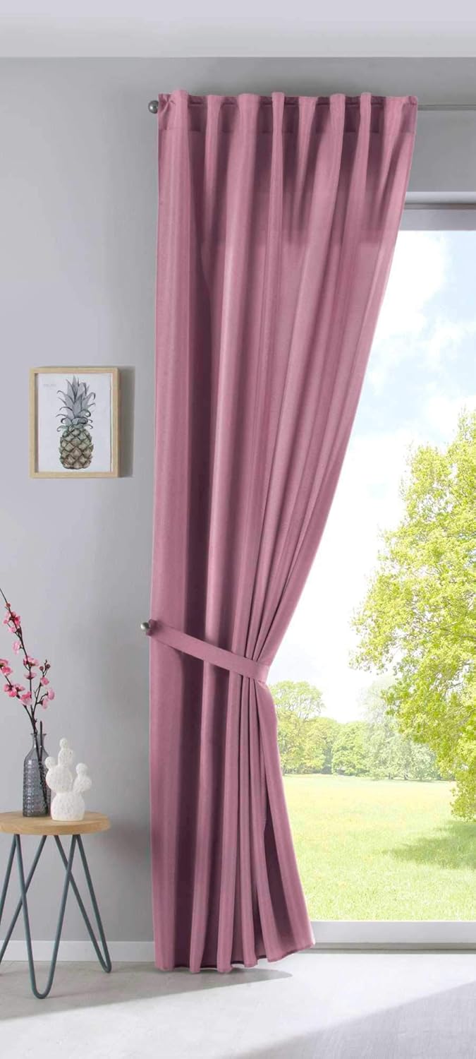 Vorhang Verdeckte Schlaufen Cationic »JENA« HxB 250x300 cm Altrosa Blickdicht Leinen Optik Gardine M