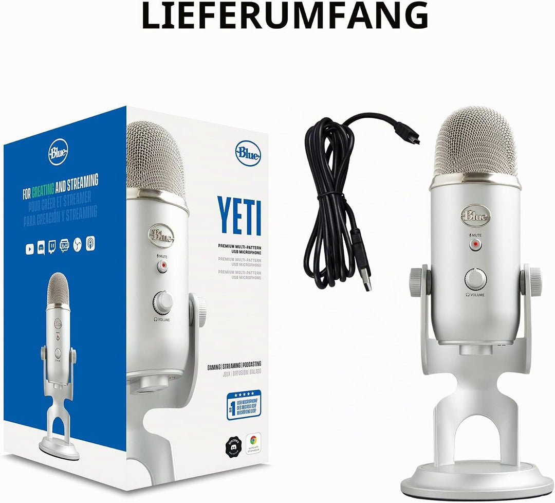 Blue Microphones Yeti Professionelles USB-Mikrofon für Aufnahmen, Streaming, Podcasting, Broadcastin