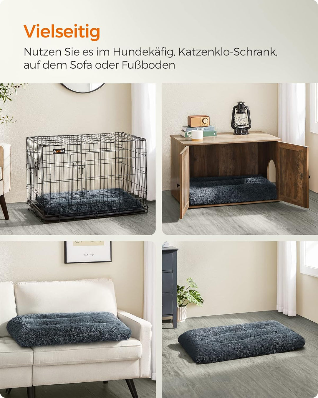 Feandrea Hundebett, Hundekissen, Flauschige Hundematte, Langer Plüsch, 122 x 74 cm, weiche Polsterun