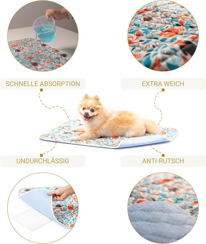 2X Luxus Waschbare Pee Pads für Hunde - 2x Saugfähiger & Rutschfest - Wiederverwendbare und Wasserdi