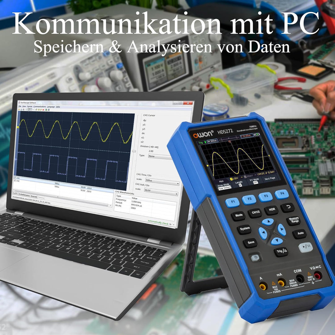 HDS272 Handheld-Digital-Oszilloskop 70MHz Bandbreite 3,5 Zoll LCD mit einstellbarer Helligkeit 2 in