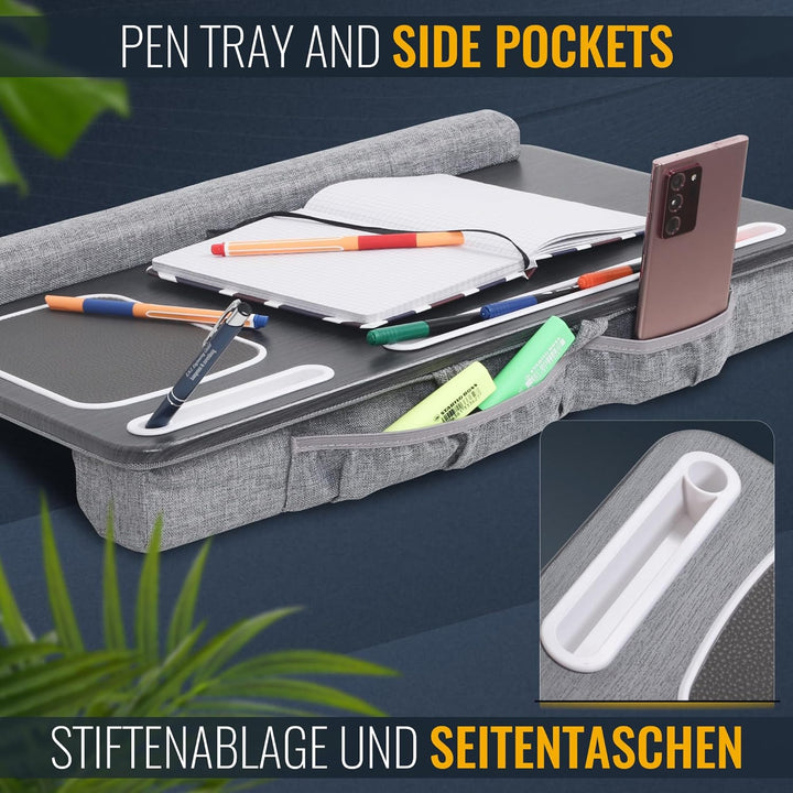 RICOO Laptopkissen Knietablett in Holzoptik für max. 15,6 Zoll Notebook, Kissentablett LA0018, Lapto