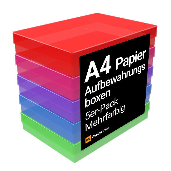 WestonBoxes Bastel-Aufbewahrungsboxen aus Kunststoff im A4-Format mit Deckel für Kunstbedarf, Papier