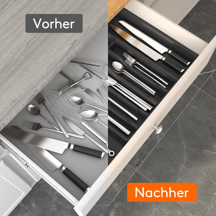 Lifewit Besteckkasten für Schubladen, Verstellbarer küchenutensilienhalter Tiefe 42,4 cm, Grosser Kü