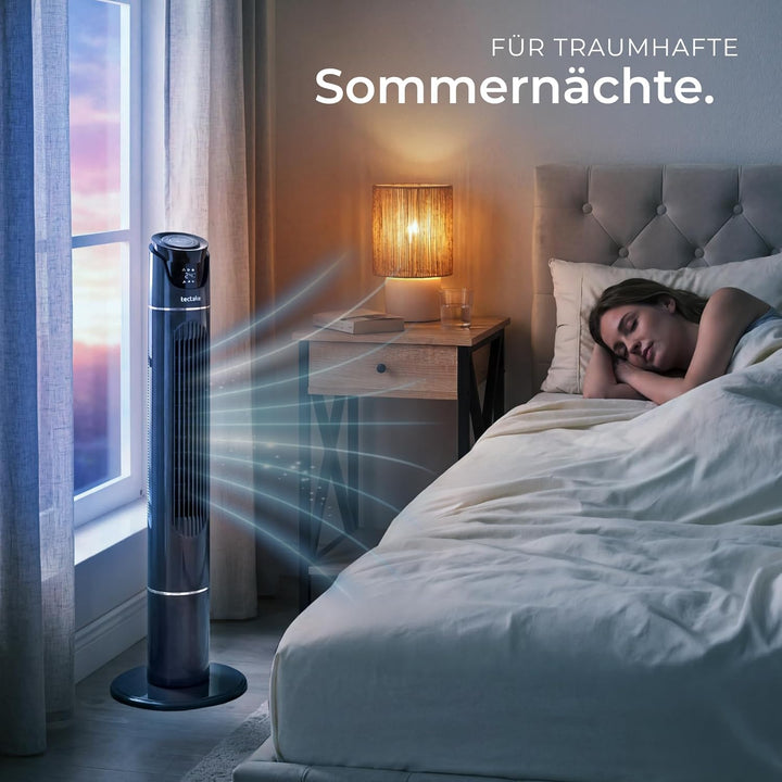 tectake® Standventilator mit Fernbedienung, 110 cm, oszillierender Ventilator mit Fernbedienung und