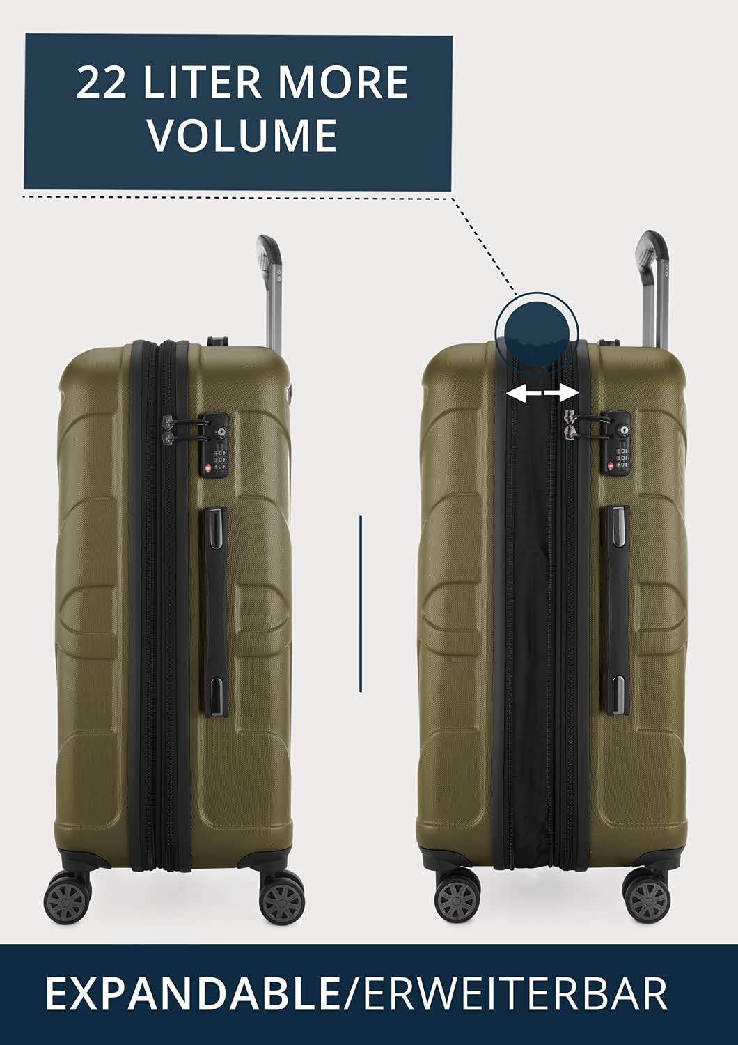 suitline Hartschalen-Koffer Koffer Trolley Rollkoffer Reisekoffer, TSA, 66 cm, ca. 58 Liter, 100% AB