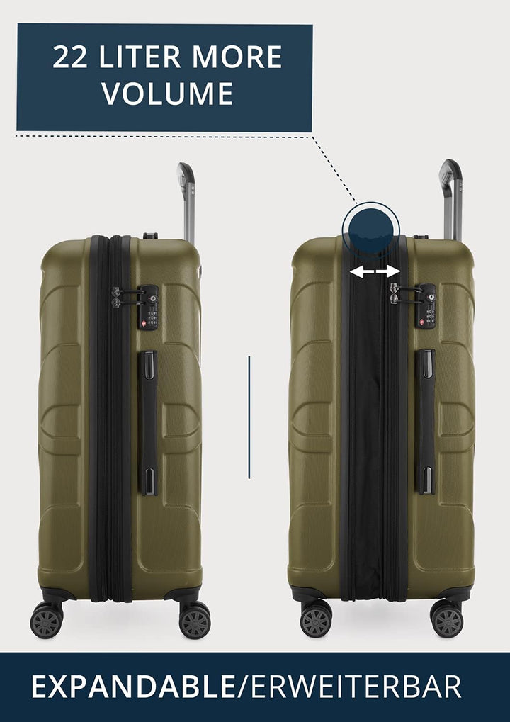 suitline Hartschalen-Koffer Koffer Trolley Rollkoffer Reisekoffer, TSA, 66 cm, ca. 58 Liter, 100% AB
