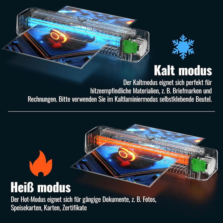 Laminiergerät A3 für A3 A4 A5 A6 A7 mit 50pcs Laminierfolien, Heiss und Kalt Laminiergerät mit Papie