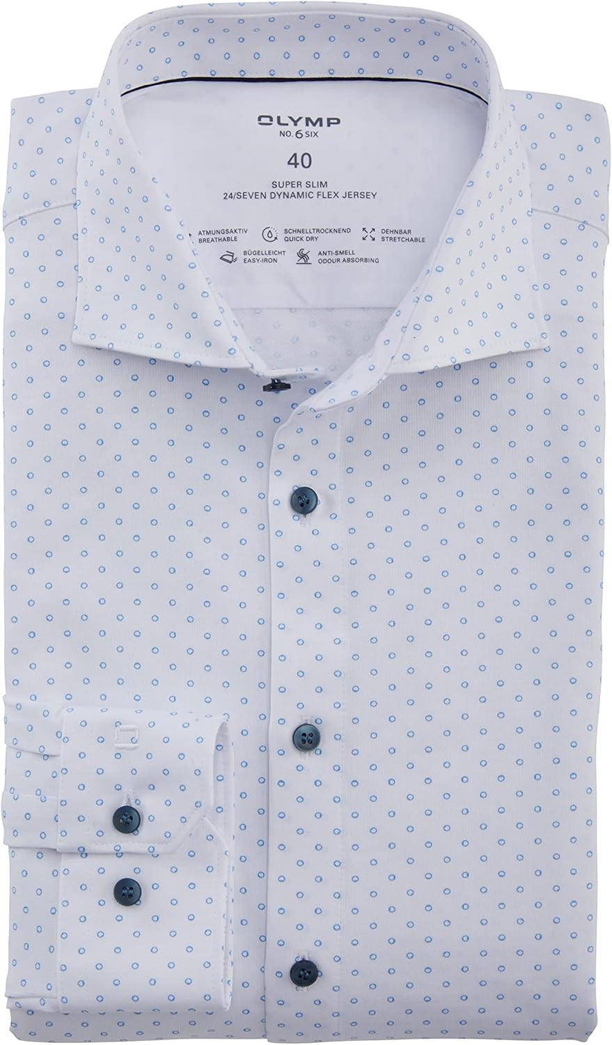 OLYMP Herren Businesshemd Langarm No. Six 24/Seven,super Slim,Kent-Kragen, 37 Weiss 00