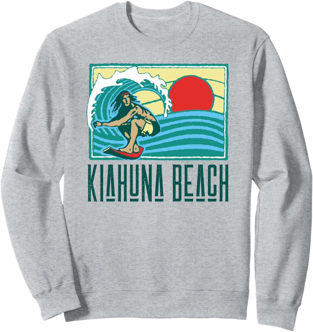 Kiahuna Beach Hawaii Vintage Surfer & Wave Retro Graphic Sweatshirt