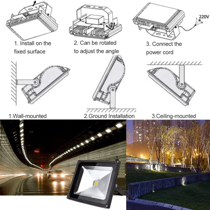 5x 50W LED Fluter Strahler Gartenlampe Kaltweiss Licht mit Silbergrau Aluminium Gehäuse Wasserdicht